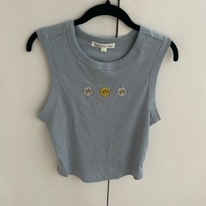 Blue Multicolor Daisy Halter Top - L